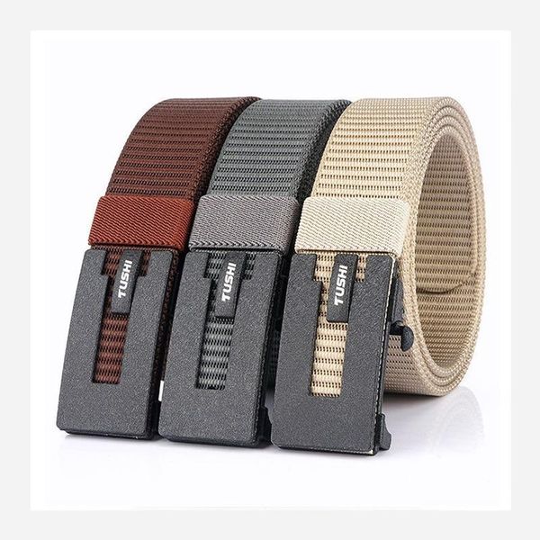 Ceintures Fashion Casual Canvas Pants Men's Designer Nylon Alloy Automatic Buckle Vest Pattern