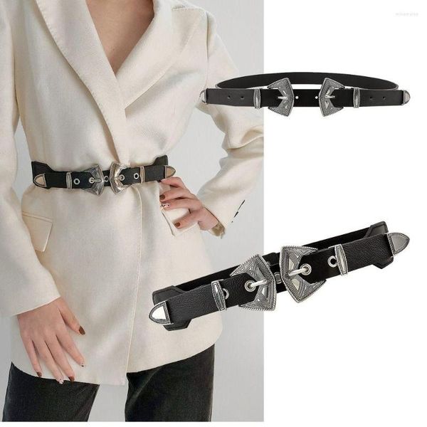 Ceintures Mode Casual Couple Élastique Hommes Femmes Personnalité Noir Boucle Ardillon Vintage Dame Double Ceinture