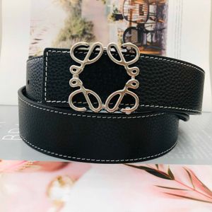 Ceintures Mode Double face Litchi Grain Ceinture De Luxe Hommes Femmes Designer Ceinture Largeur 3.8 cm Or Argent Boucle Lisse Ceintures En Cuir GU5H