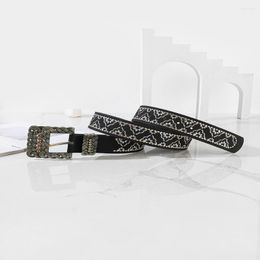 Cinturones de moda bordado estilo nacional con masa frita giros diamantes de imitación cortina de dos piezas decoración de encaje cinturón recto
