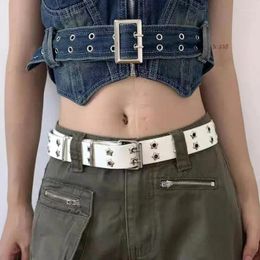 Ceintures Mode Pour Femmes Hommes Y2k Punk Personnalisé Creux Étoile Double Boutonnage Ceinture PU En Cuir Plein Trou Ceinture Jeans Jupe