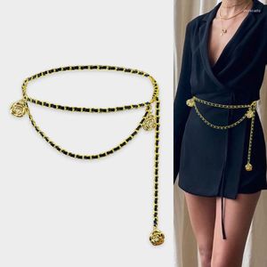 Riemen mode gouden kettinggordel vrouwelijke taille verstelbaar kwast metaal voor vrouwen hoge kwaliteit eenvoudige tailleband dunne riem 281s