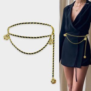 Riemen mode gouden kettinggordel vrouwelijke taille verstelbaar kwast metaal voor vrouwen hoge kwaliteit eenvoudige tailleband dunne riem 203Z