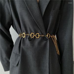 Cinturones Moda Cinturón de cadena de oro Cintura femenina Punk Metal para mujeres Diseñador de alta calidad Cintura larga Fajas ajustables