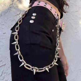 Riemen mode hiphop gotische vrouwen meisjes link spiraal verstelbare riem punk klinknagel riem spike taille ketting