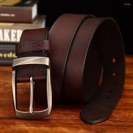 Cinturones Cinturón de cuero de moda para hombre Retro Hebilla de grano completo Diseñador 135 cm Alta calidad