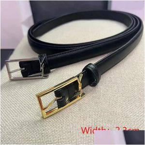 Ceintures Ceinture en cuir de mode Hommes Designer pour femmes Mince Gold Sier Boucle Cowskin Ceinture Cintura Ceintures Ceinture Drop Livraison Acc Otw2Y