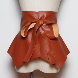 Ceintures mode pu cuir femmes peplum jupe ceinture taille femelle archet ceinture accessoires mamelleur large 197r