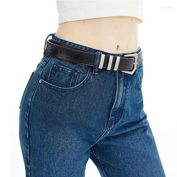 Ceintures mode Punk Faux cuir ceinture pour femmes trapézoïdale métal boucle ardillon taille sangle tenue décontractée jean décoration ceinture