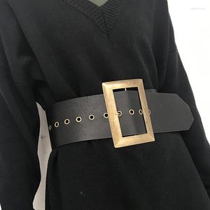 Riemen mode punk vintage metaal grote gesp faux lederen brede cummerbund voor vrouwen slanke taille gordeldecoratie