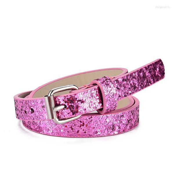 Ceintures Mode Strass Paillettes Enfants Ceinture Enfants Filles Mince En Cuir PU Ceinture Boucle Ardillon Jeans Pantalon Pantalon Cinch Ceinture