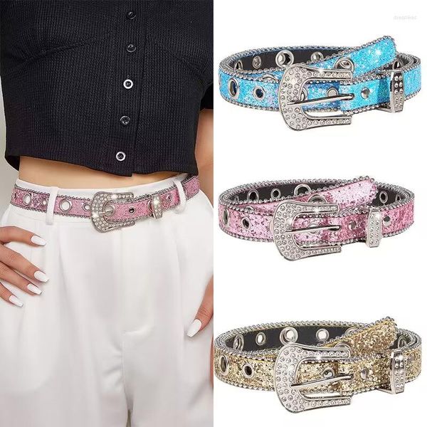 Ceintures Mode Strass Ceinture Cloutée Ceinture Délicate Résistant Femmes Faux Cuir Punk Jeans