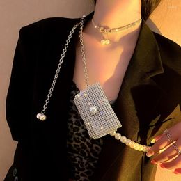 Riemen Fashion Rhinestones Pearl Chain Belt Cute Mini Bags For Women Quality Long Tassel Bag Diamond Schouder Messenger