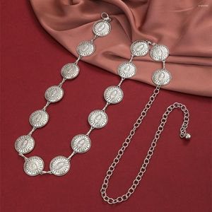 Riemen Mode Zilveren Zinklegering Cirkel Conchos Met Ogen Decor Ketting Voor Vrouwen