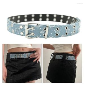 Ceintures mode adolescentes filles Double boucle ardillon ceinture de taille couleur bleue polyvalent manteau robe dames en détresse ceinture en gros