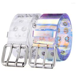 Ceintures Fashion Transparentes Femmes Girls Laser Laser Pin Clear Boucle larges Wideau Bands Waistband Invisible Punk 2022