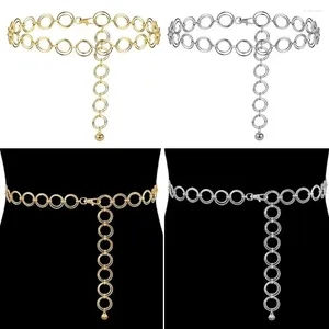 Riemen mode trendy jurk jeans decoratieve metalen ketting riem luxe legering tailleband dubbele ring taille band afslanke cummeerbanden