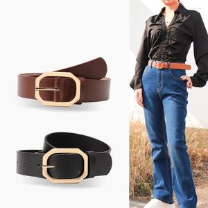 Ceintures Mode polyvalente femmes ceinture en cuir PU métal boucle ardillon robe de loisirs jean ceinture sauvage dame de luxe marque de créateur