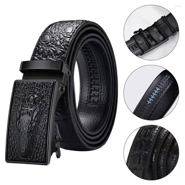 Ceintures mode Vintage décontracté boucle automatique ceinture affaires en cuir ceinture motif Crocodile ceinture