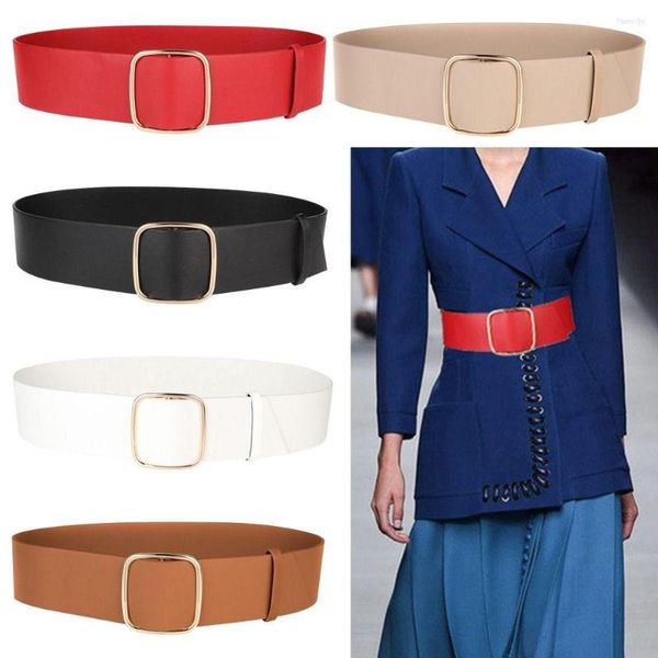 Cinturones Moda Vintage Retro Diseño de lujo Sin agujero Hebilla Pretina Cintura ancha Correa Pantalón Vestido Cinturón de cuero