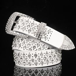 Cinturones Moda occidental Cinturón de diamantes de imitación Para Mujeres Hombres Correa de lujo Bling Diamond Tachonado Cowgirl Cowboy Cinturones Para MujerBelts