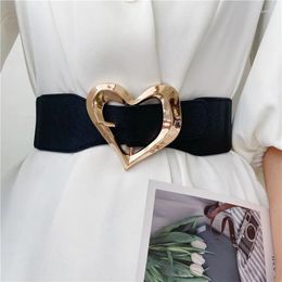 Cinturones de moda de moda cummerbunds para mujeres cinturas sólidas elásticas dama rock rock negro grande dorado pinp de cinturón de hebilla