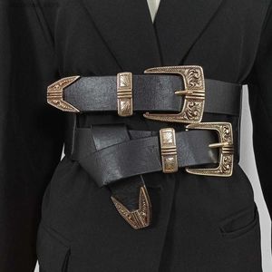 Ceintures Mode large élastique concepteur ceintures pour femmes de haute qualité luxe noir Stretch Cummerbunds grande taille Corset ceinture ceinture Y240315