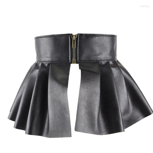 Ceintures mode larges femmes en cuir PU ceinture élastique jupe plissée jarretelles Peplum Cinch ceinture