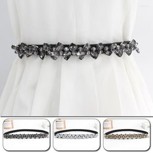 Riemen mode vrouwen kristal elastisch zwart wit goud taille strass ingelegde luxe dames voor jurkaccessorioselsbelts fred22