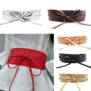 Belts Fashion Women Faux Leather Wrap Around Tie Corset Cinch Waist Wide Dress Belt 282I