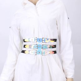 Ceintures Ceinture élastique de taille pour femmes de mode Dazzle couleur PVC Stretch robe ceintures Steampunk Corset Cinch ceinture Cummerbunds S M L 231017