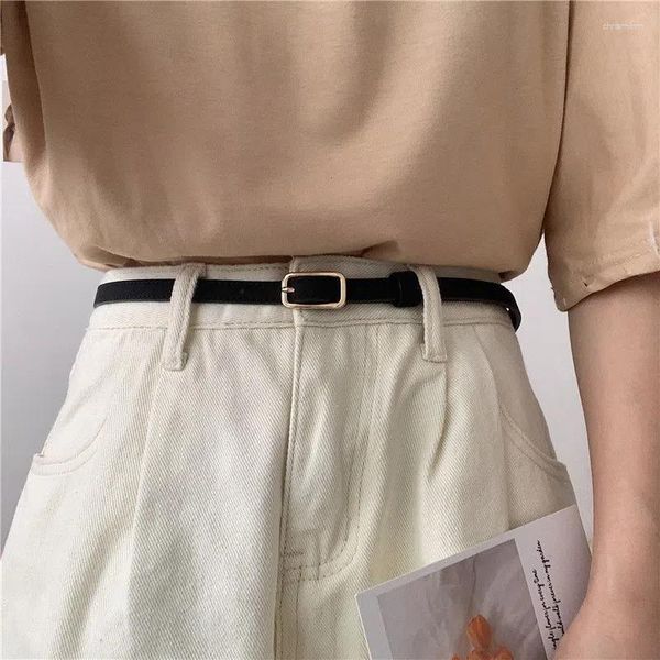 Ceintures Fashion Filo's Thin Belt Decorative Needle Button Button Pu Associé avec une robe de manteau noir Small 220