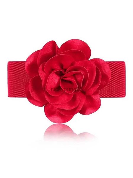 Ceintures Mode Femmes Ceinture Ceintures Ceinture Large avec Grande Fleur Élastique Blanc Noir Rouge Rose Tout Match pour Robes Hauts Blouses