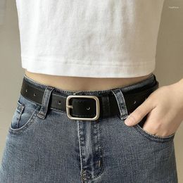 Cinturones De Moda Color Sólido 100/120cm Unisex Jeans Versátiles Aleación De Zinc Chapado Hebilla Estudiante