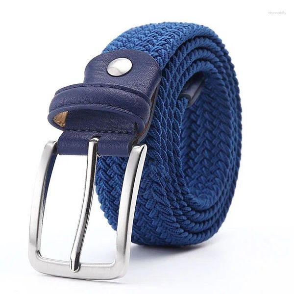 Ceintures À La Mode Tissé Polyvalent Élastique Aiguille Boucle Ceinture Pour Hommes Tendance Personnalisée Couleur Unie Décontracté Style Étudiant Cadeau De Vacances