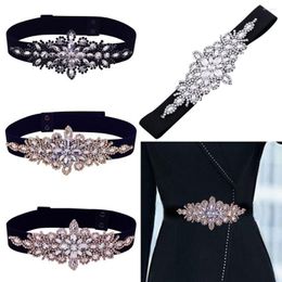 Ceintures Fashionn Slim Fit Party Luxury Design Élastique Ventre De Mariée Taille Sangle Strass Ceinture Ceinture Stretch Ceinture