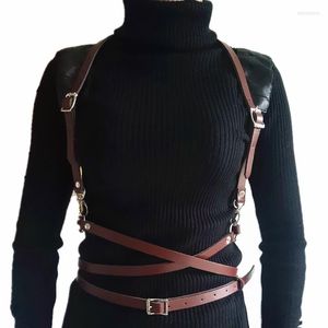 Cinturones Arnés de cuero de imitación Punk Gothic Body Bondage Cage Hombro Envuelto Cintura Correas Mujeres Hombres Cinturón Tirantes Accesorios