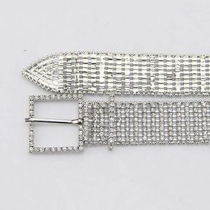 Ceintures femme brillante mariée large Bling cristal diamant taille chaîne ceinture décontracté fête mode luxe dix rangées femmes strass