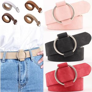 Ceintures Femme Casual Boucle Ronde Large Pour Les Femmes Robe Jeans Ceinture Femme Dames Faux Cuir BretellesCeintures