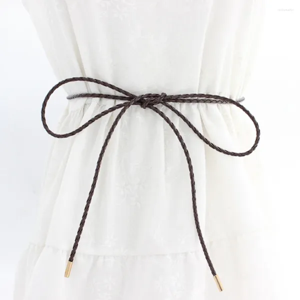 Ceintures corde de taille femelle fausse cuir slim ceinture nouée vintage à cravate jupe talon talon