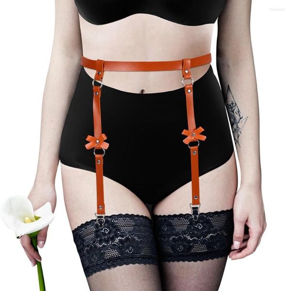 Cinturones Medias fetiche Ligas Falda Arnés de cuero para mujer Lencería sexy Vestido de estilo gótico punk Danza Ropa rave Cinturón con tirantes