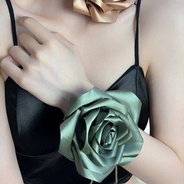 Ceintures Fleur Rose Ceinture Ras Du Cou Rétro Satin Corps Chaîne Collier Taille Bijoux Pour Accessoires De Robe