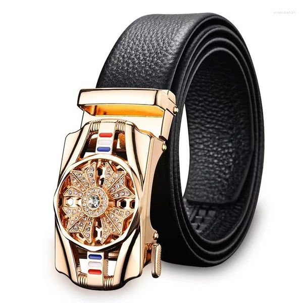 Cinturones para hombres Cinturón de cuero masculino automático Drop Black Genuine Luxury BrandBelts