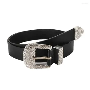 Gordels voor Rhinestone Buckle Women Faux Leather Western Y2K Girls Belt Jeans