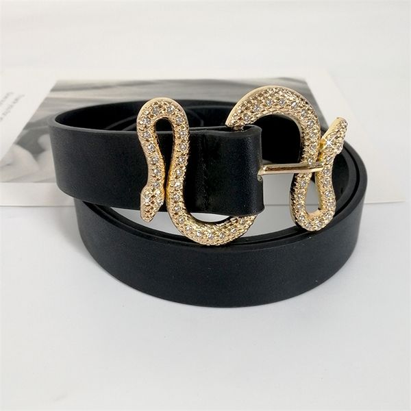 Ceintures pour femmes de haute qualité luxe brillant serpent boucle PU cuir Corset ceinture dames jean ceinture 220624