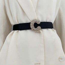 Riemen voor vrouwen luxe designer merk elastische riem dame decoratieve jurk c type rhinestone boor gesp taille afdichting sjerp