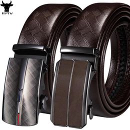 Ceintures formelles boucle automatique hommes marron en cuir véritable sangles à cliquet pantalon de costume coulissant en métal ceinture amovible affaires