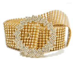 Riemen Funky Meisje Goud Zilver Vol Strass PVC Riem Vrouwen Elegante Luxe Feestjurk Tailleband 115 cm Vrouwelijke Klassieke Pin Gesp