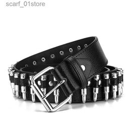 Riemen GAOKE Holle Bullet Decoratie Riem Mode Dames Leer Bezaaid Cadeau Heren Goth Rock Wild Verstelbare Dames Punk Zwarte BeltL231117