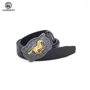 Ceintures Garrblen hommes ceinture de haute qualité en cuir véritable avec trou poinçon Vintage peau de vache boucle boucle sangle pour jean